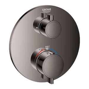 Grohtherm Dual Function Thermostatic 2-Handle Trim Kit in Hard Graphite (Valve Not Included)