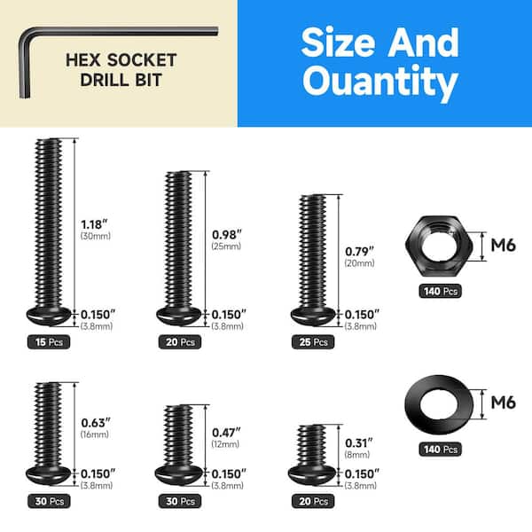M5 Hex Button Head Cap Screw and Bolt Assortment Kit, 10.9 Grade Alloy Steel (420-Piece)