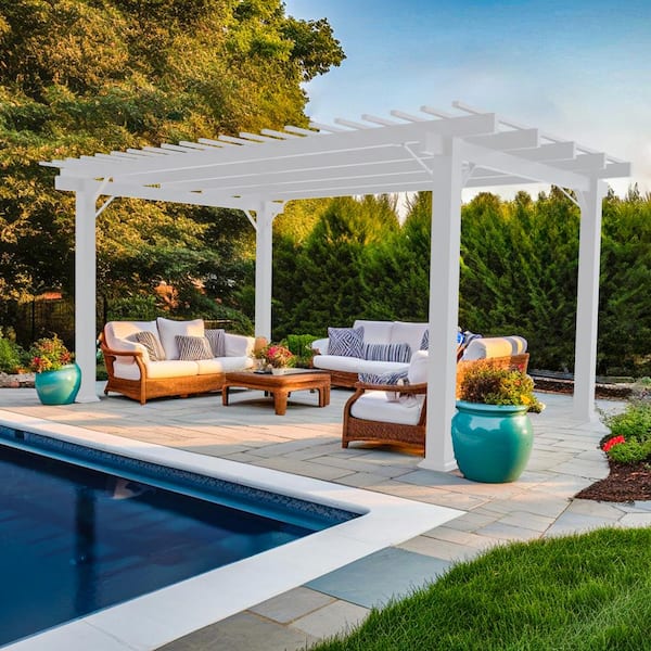 M-D Building Products IntelliShade 10 ft. x 14 ft. White Aluminum Classic IntelliKit Pergola