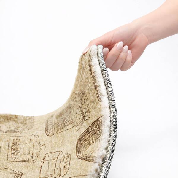 Dream Shag Premium Machine Washable Abstract ADS173 Beige 8 ft. x 8 ft. Round Rug