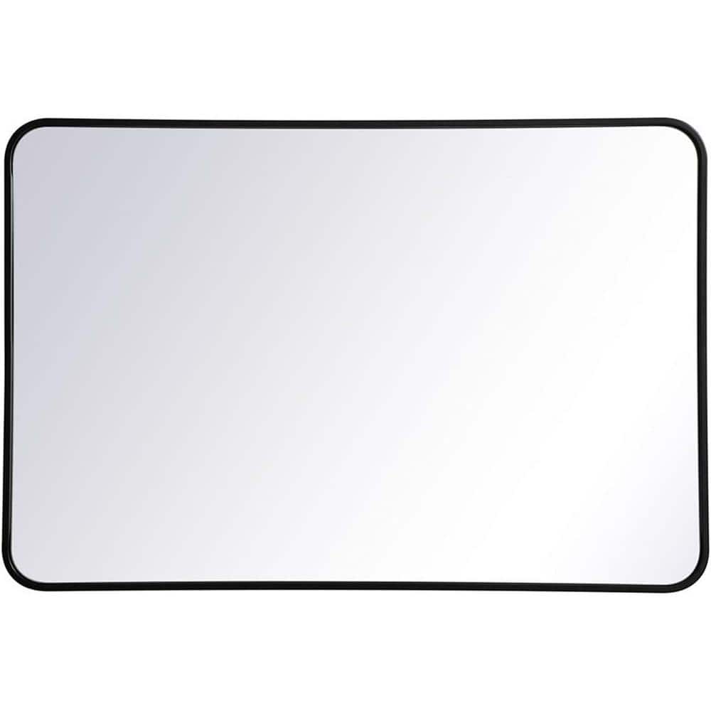 24 in. W x 36 in. H Rectangular Brush Black Metal Framed Wall Mount Mirror 