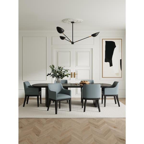 Gansevoort Modern Pewter Faux Leather Upholstered Dining Armchair