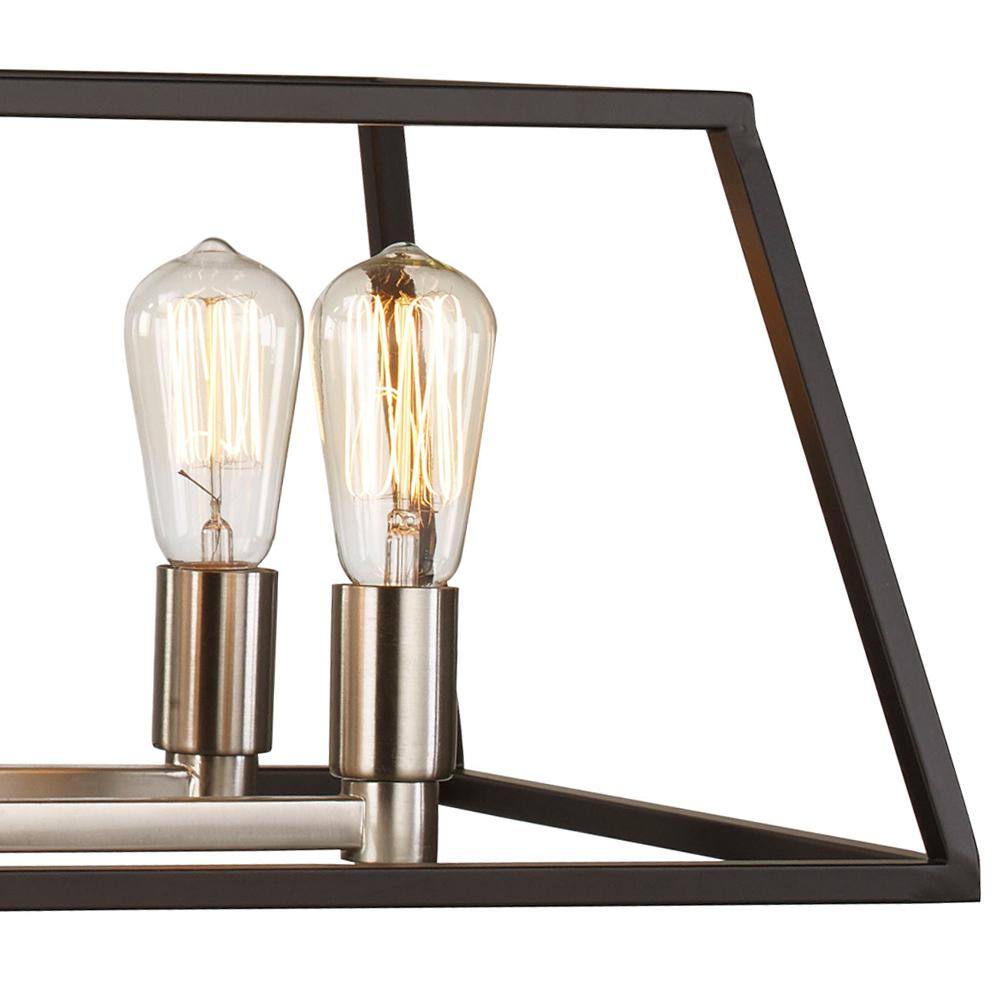 Brushed Nickel 35" Industrial Cage Linear Chandelier