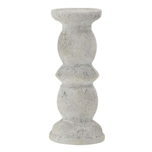 5.12x5.12x11.81 Inch White Textured Ceramic Candle Holder