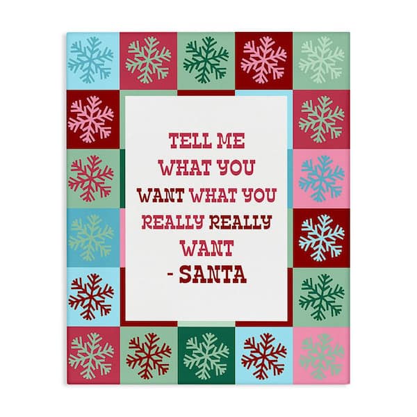 Stupell Industries Funny Santa What You Want byLil' Rue 1 Piece Unframed Graphic Print Typography Poster Art Print 20 in. x 16 in.