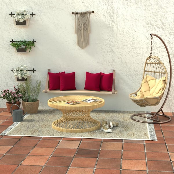Jordan Manufacturing 16 in. L x 16 in. W x 7 in. T Outdoor Throw Pillow in Barn Red (2-Pack)
