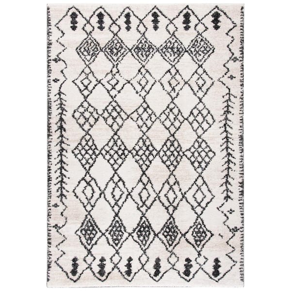 Tunisia Ivory/Black 4 ft. x 6 ft. Diamond Geometric Area Rug