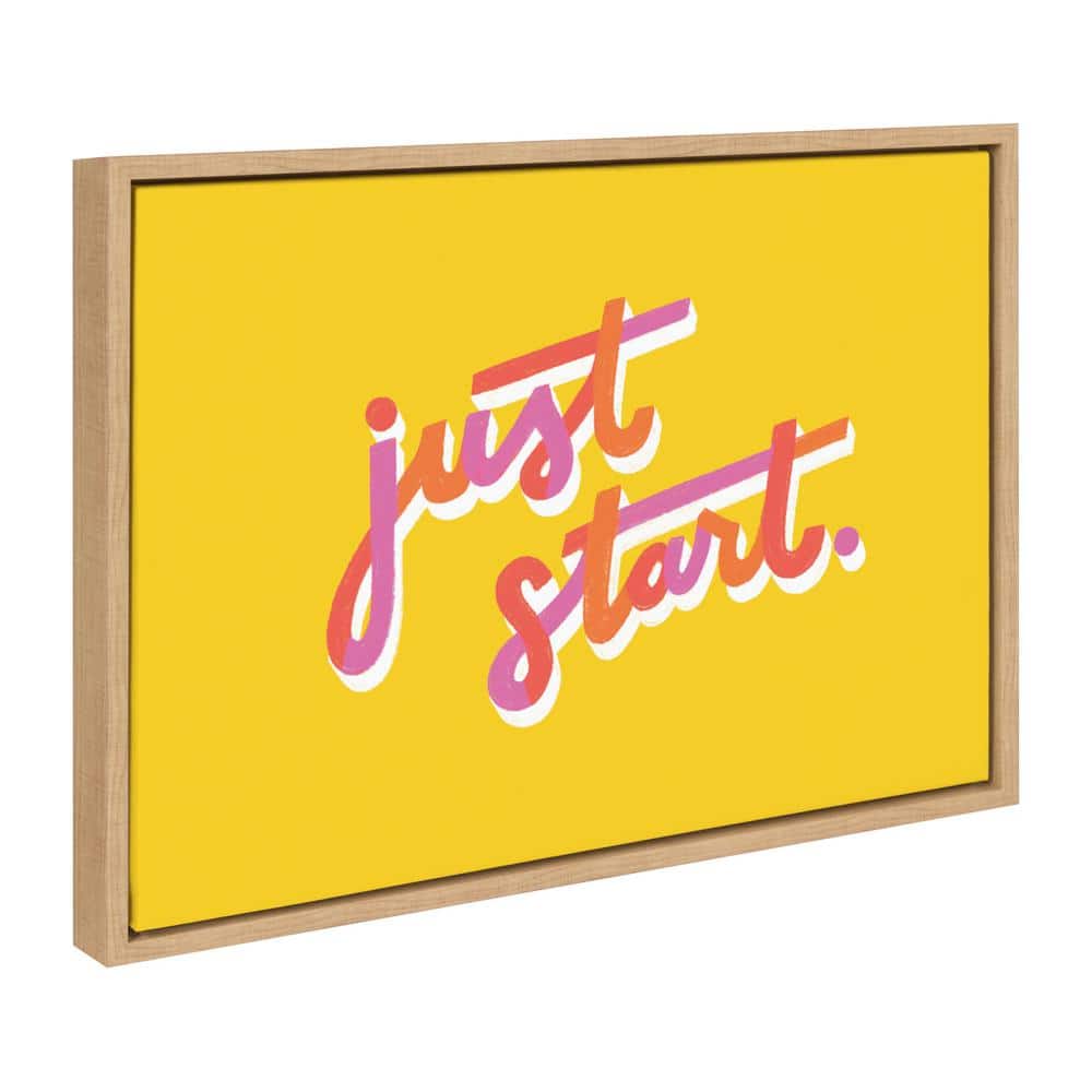 Yellow and Pink Motivational Quote Canvas Print with Natural Frame
