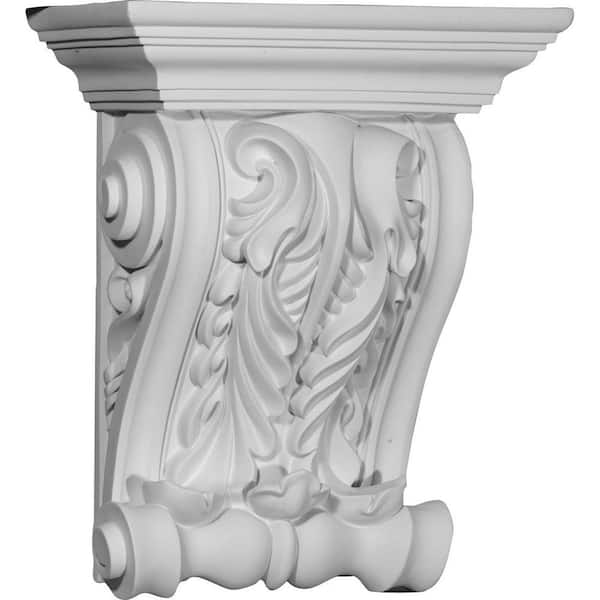 Ekena Millwork 11-3/4 in. x 5-7/8 in. x 14-1/8 in. Polyurethane Lyon Twin Leaf Corbel