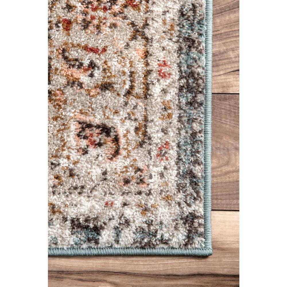 Beige Vintage Medallion Synthetic Runner Rug 2' 6" x 8'