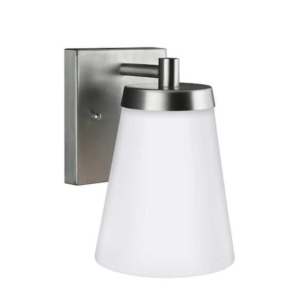 Generation Lighting Renville 1-Light Satin Aluminum Outdoor 7.375 in. Wall Lantern Sconce
