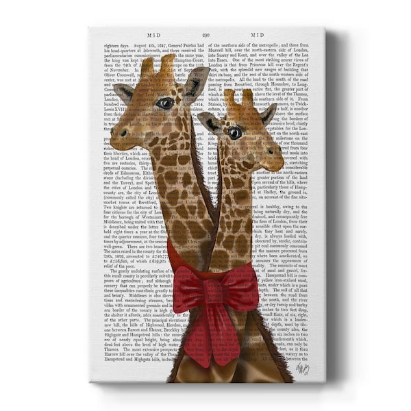 Wexford Home Giraffes and Bow By Wexford Homes Unframed Giclee Home Art Print 18 in. x 12 in.