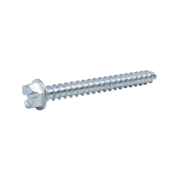 Everbilt #12 x 2 in. Slotted Hex Head Zinc Plated Sheet Metal Screw (25 ...