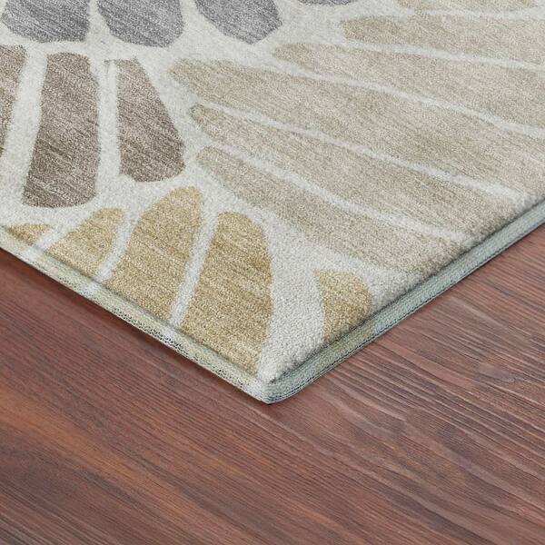 Mayfield Premium Machine Washable Abstract AMF2384 Beige 2 ft. x 3 ft. Accent Rug