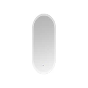 18 in. W x 35 in. H Oval Frameless Anti-Fog Dimmable Wall Bathroom Vanity Mirror in Silver