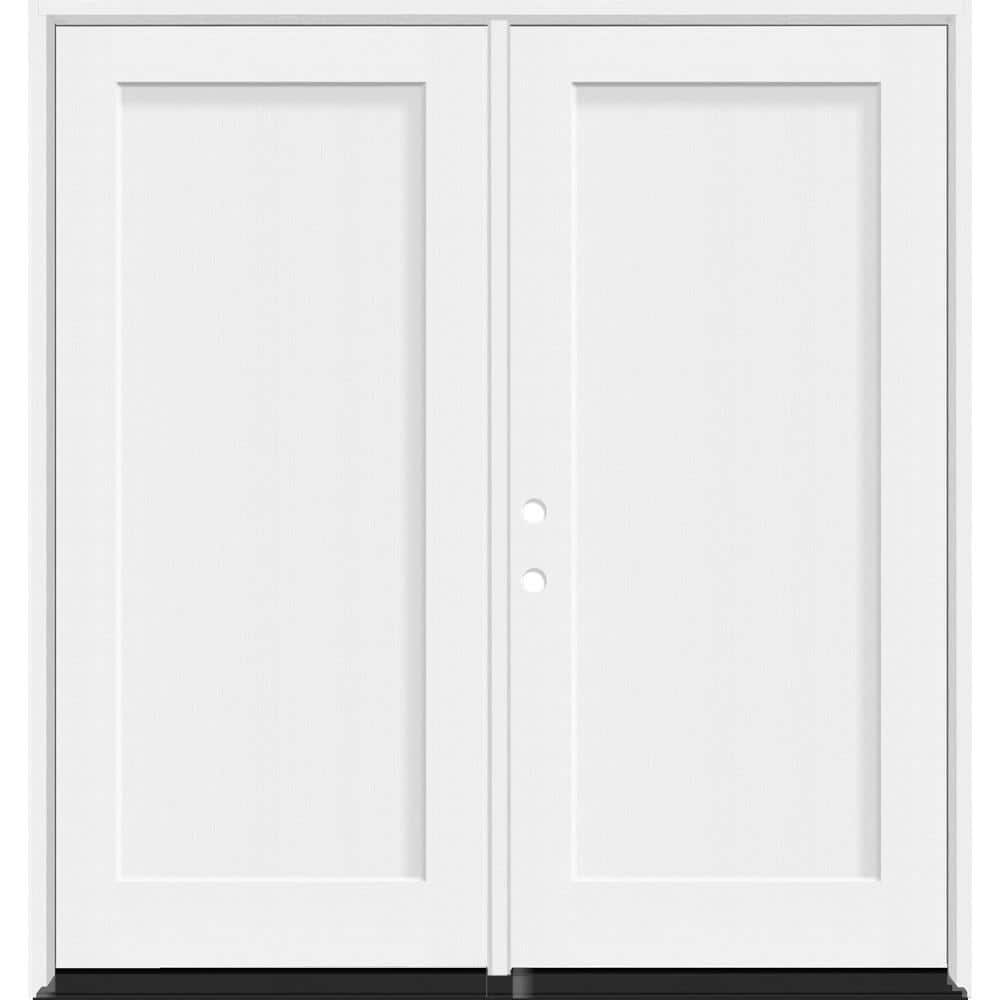 Legacy 64 in. x 80 in. 1 Panel Shaker RHIS Unfinished White Fiberglass Double Prehung Front Door w/6-9/16 Jamb price history on PriceWatchPro