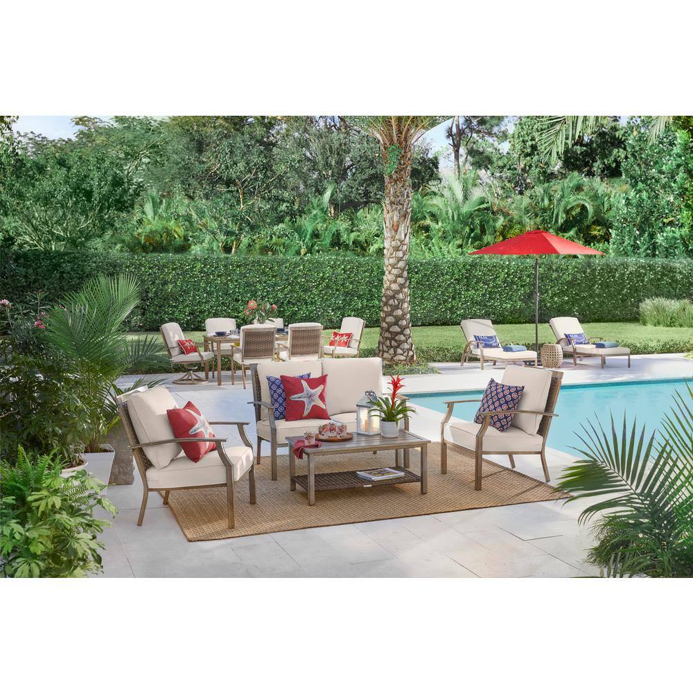 Hampton Bay Geneva Brown 4Piece Wicker Outdoor Patio Conversation Deep