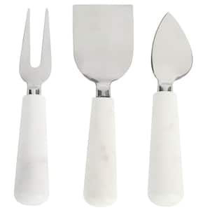 California Designs Marble and Stainless Steel 3-Piece Cheese Knife Set in White