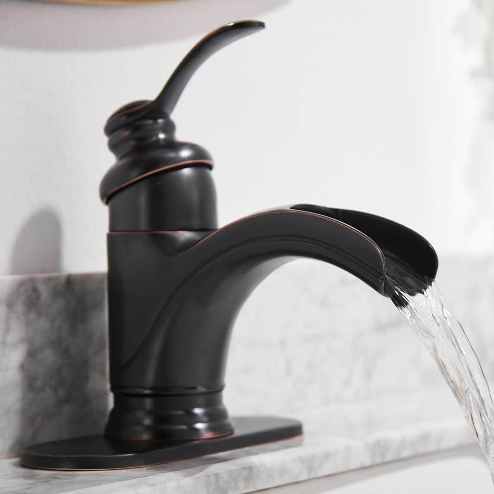 Oil Rubbed Bronze Single Handle Waterfall Bathroom Faucet