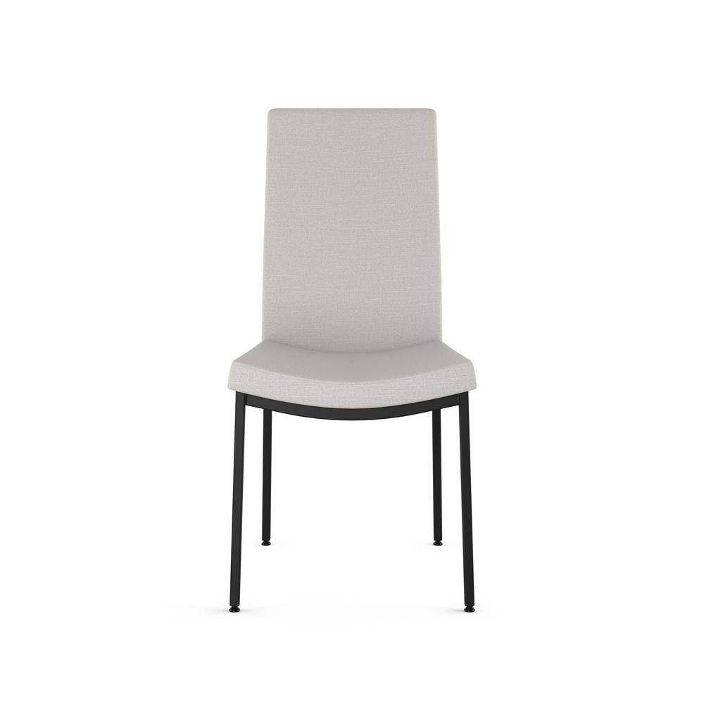 Torres Light Grey Upholstered Parsons Side Chair with Black Metal Frame