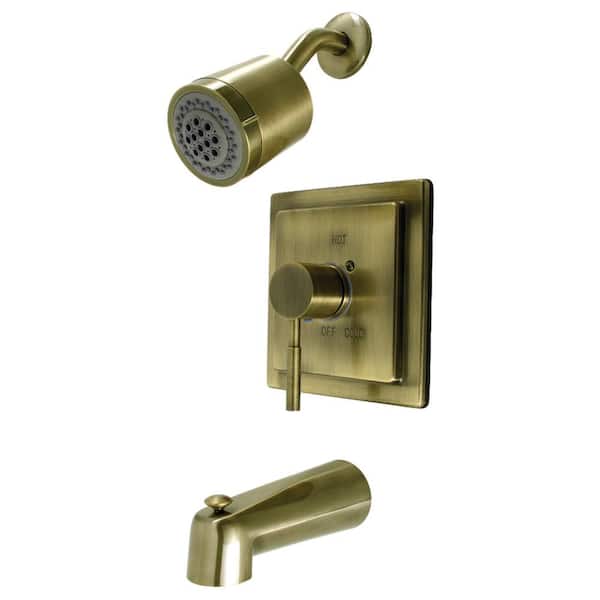 Kingston Brass Concord Single Handle 2-Spray Tub and Shower Faucet 2 GPM with Pressure Balance in Antique Brass