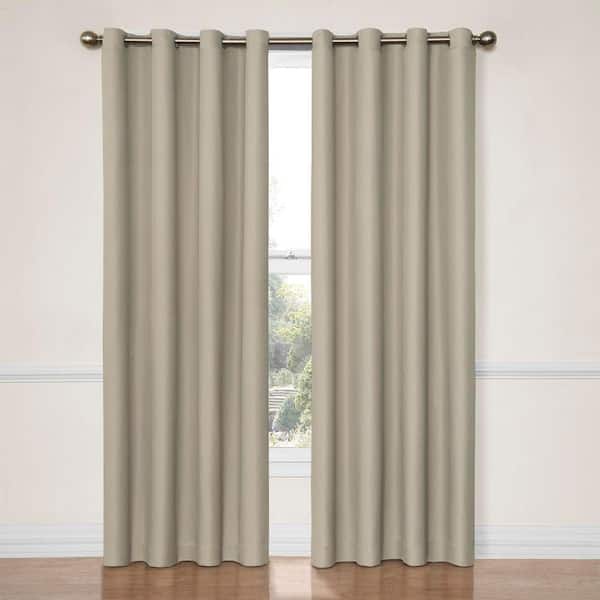 Eclipse String Beige Thermal Grommet Blackout Curtain - 52 in. W x 84 in. L