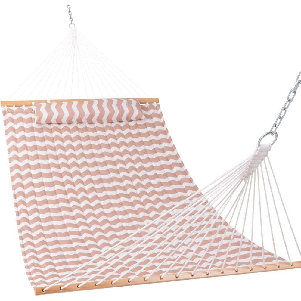 12 Ft. Quilted Fabric Hammock With Pillow, Double 2 Person Hammock ...