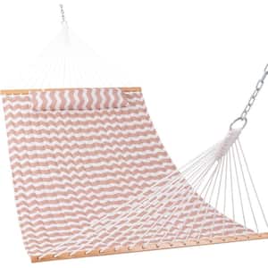 12 ft. Quilted Fabric Hammock with Pillow, Double 2 Person Hammock (Chevron-beige)