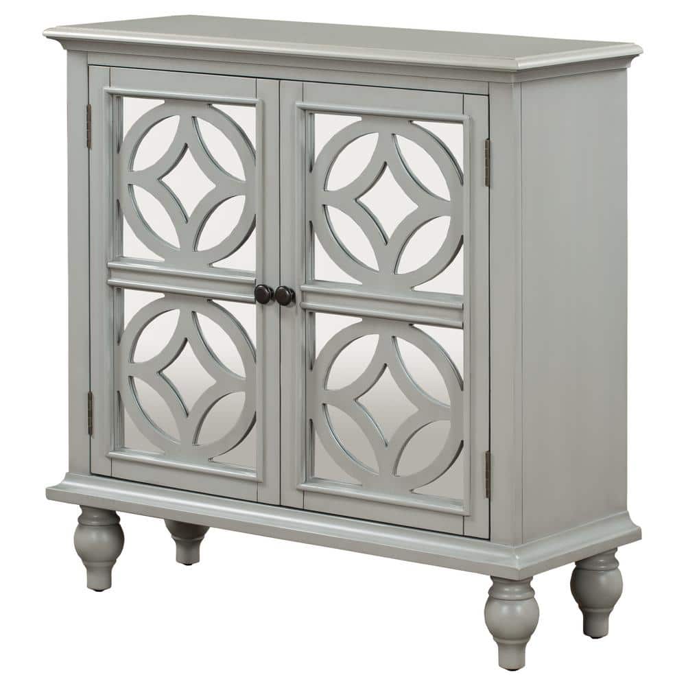 Grey Sideboard Storage Cabinet with Doors and Adjustable Shelf