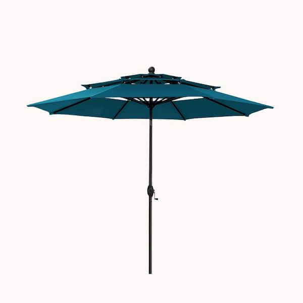 Unbranded 10 ft. Steel Market Tilt Patio Umbrella in Cyan