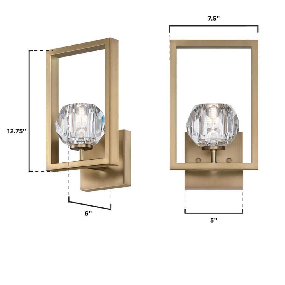 Brushed Brass and Crystal LED Wall Sconce