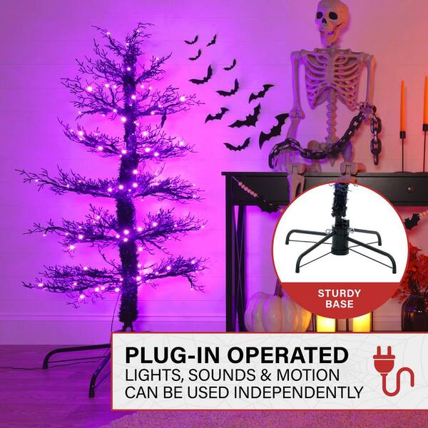 Haunted Hill Farm 5-ft. Dancing Halloween Tree with Purple LED 