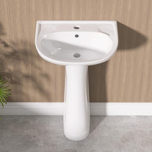 20 in. W x 17 in. D Vitreous China Vessel Pedestal U Shape Combo Bathroom Sink in White with Overflow Drain