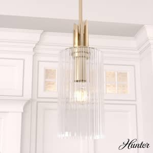 Gatz 1-Light Alturas Gold Island Mini Pendant Light with Ribbed Glass Shade