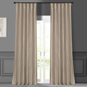 Antique Beige Faux Silk Rod Pocket Room Darkening Curtain - 50 in. W x 84 in. L (1 Panel)