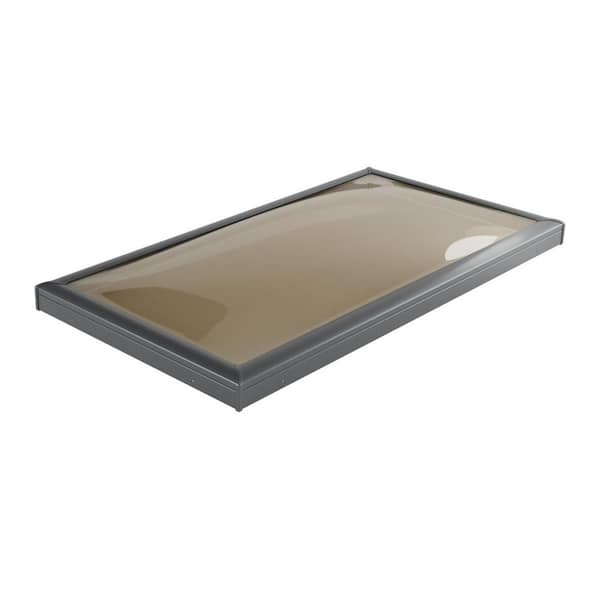 20-1/2 in. x 44-1/2 in. Fixed Curb Mount Bronze Over Clear Polycarbonate Double Dome Skylight