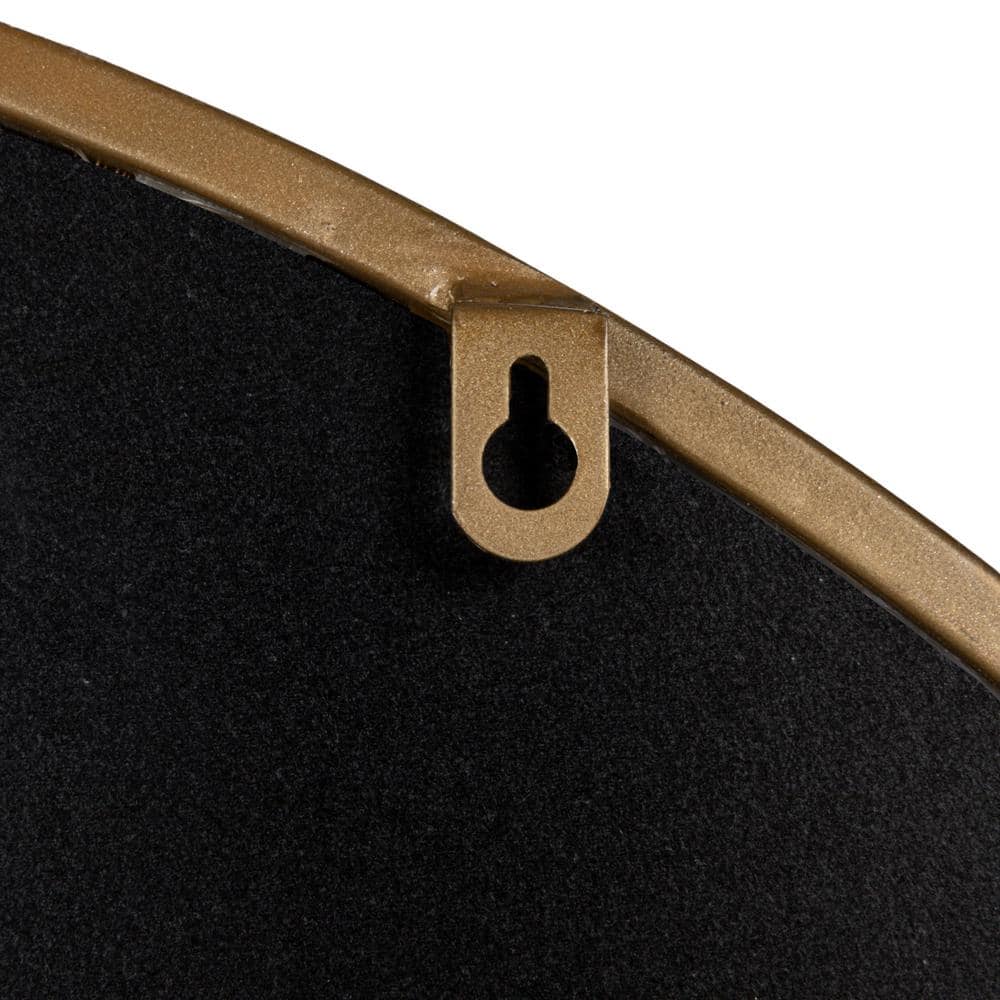 Gold Arched Windowpane Wall Mirror with Wood Frame