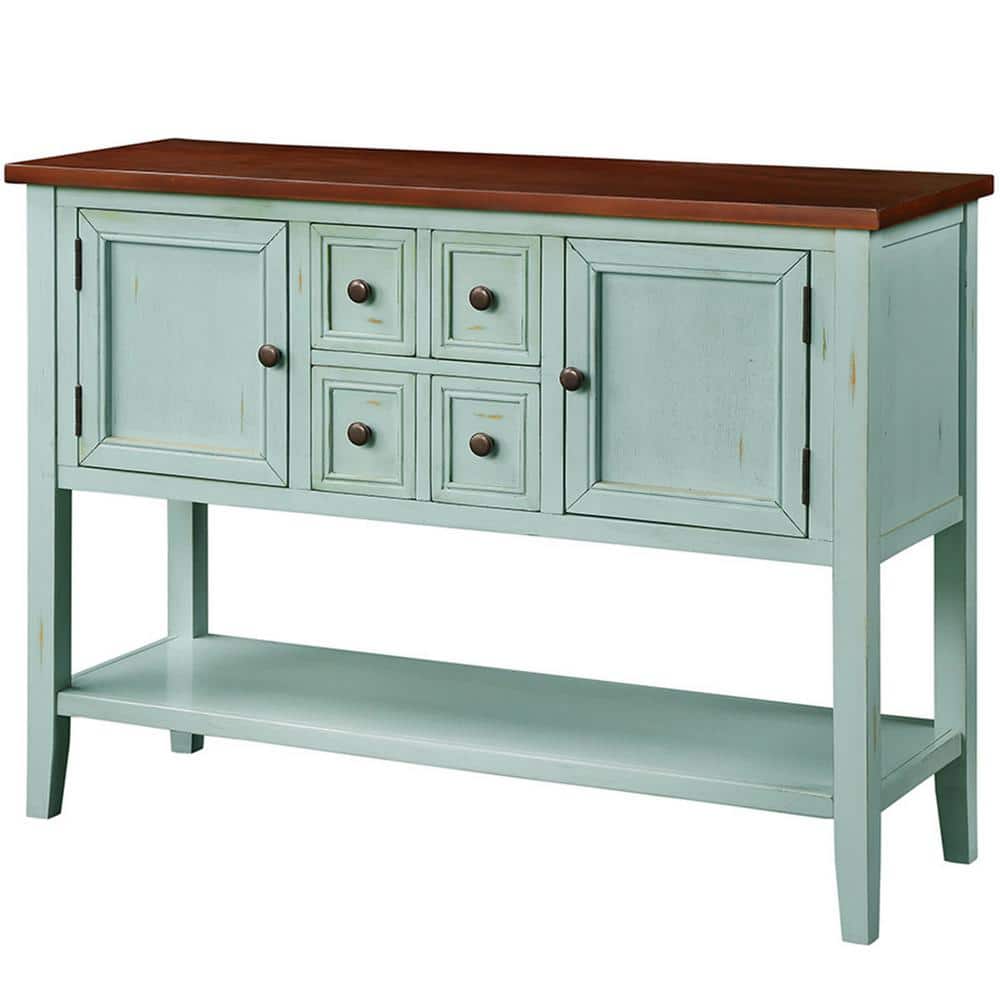 46 in. W x 15 in. D x 34 in. H Bathroom Retro Blue Linen Cabinet