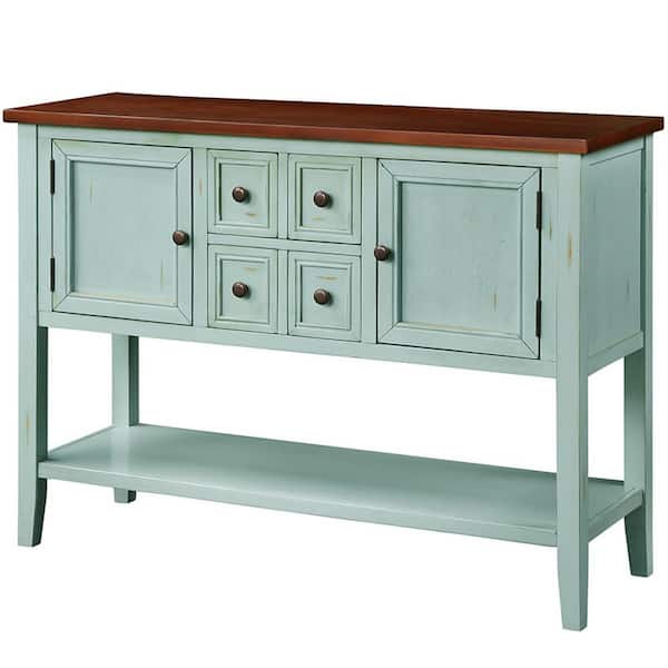 Unbranded 46 in. W x 15 in. D x 34 in. H Bathroom Retro Blue Linen Cabinet