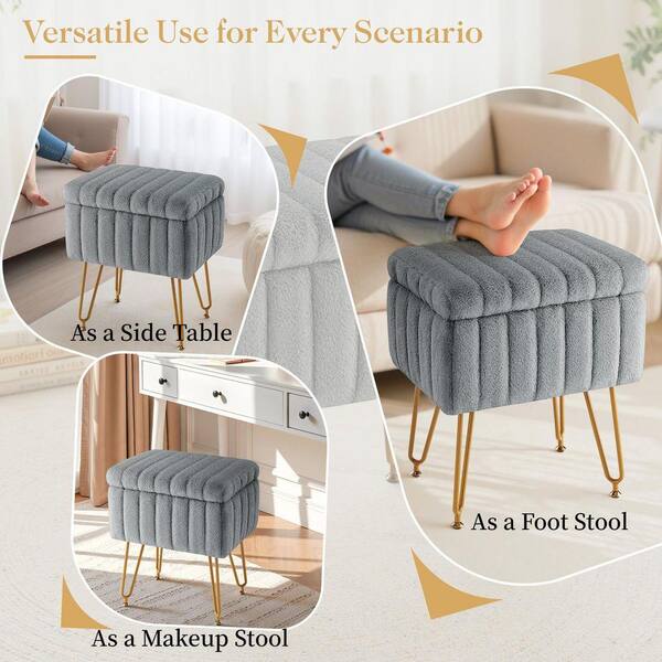 grey dressing table stool with storage Tamsin Dressing Table Stool