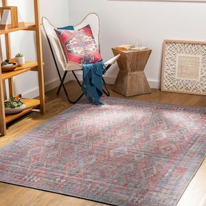 Hull Red/Navy 8 ft. x 10 ft. Indoor Machine-Washable Area Rug