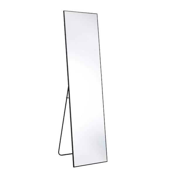 Miscool Avex Black 16 in. W x 59 in. H Rectangle Aluminum Full Length Mirror With Stand