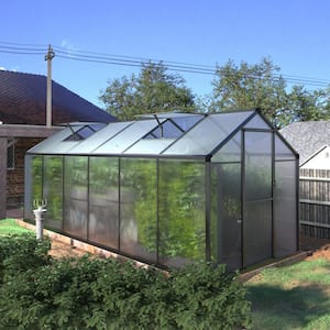 6 ft. W x 12 ft. D Polycarbonate Walk-in Greenhouse for Outdoors with 2-Adjustable Roof Vents, Gray