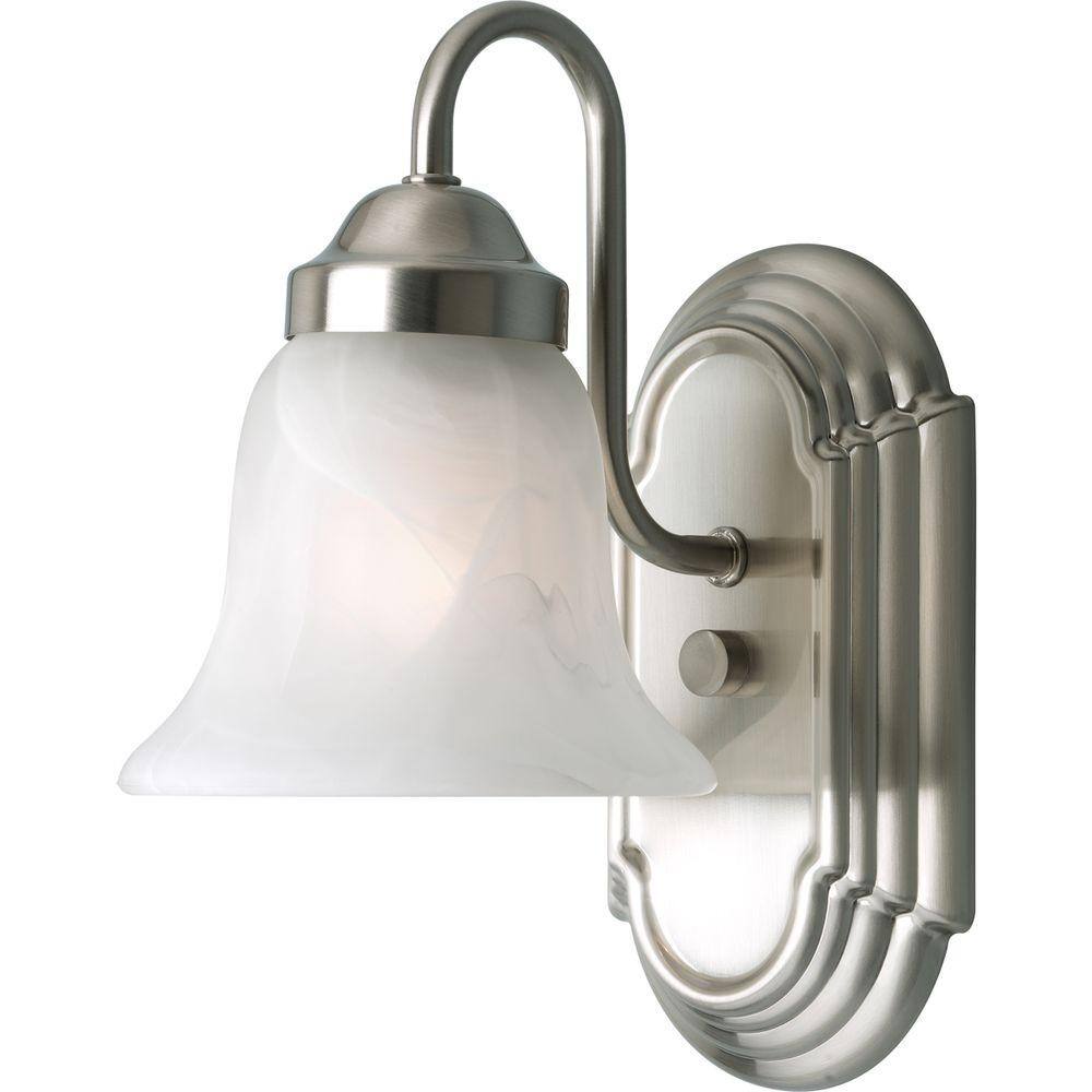 Brushed Nickel Wall Sconce with Alabaster Glass Shade