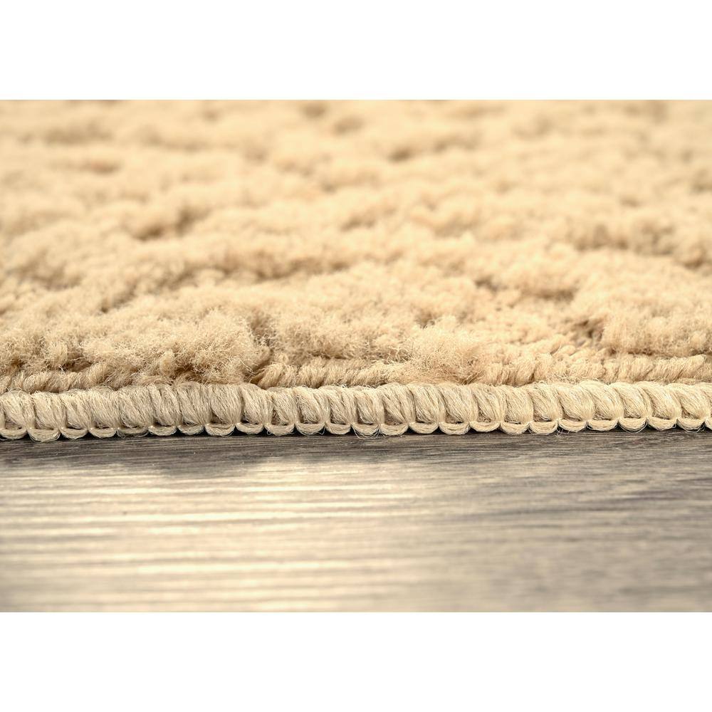Tan Tufted Non-slip Synthetic 5' x 7' Area Rug Set