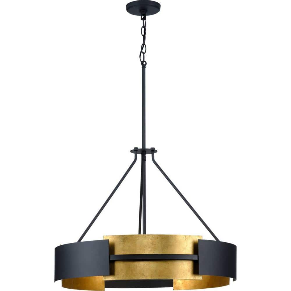 Lowery 26" Black and Gold Drum Pendant Light
