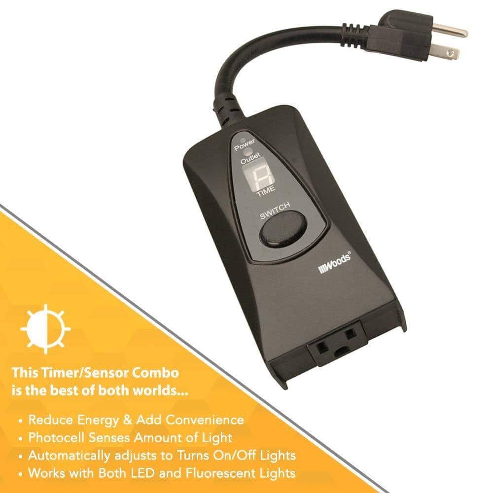 Woods Black 24-Hour Digital Photocell Timer