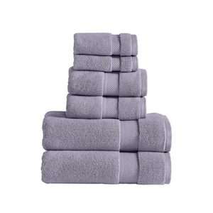 Luxury Quick Dry 6-Piece Solid Lilac Marble Cotton Towel Set