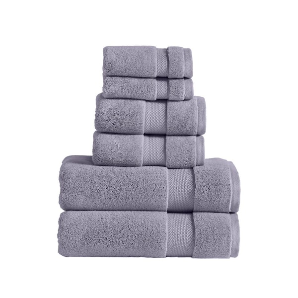 MODERN THREADS Luxury Quick Dry 6-Piece Solid Lilac Marble Cotton Towel Set