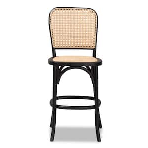 Vance 41.7 in. Beige and Black Low Back Wood Frame Counter Height Bar Stool